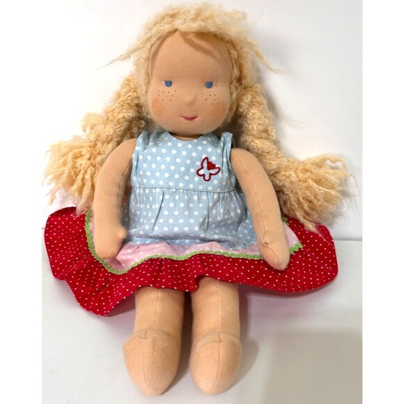 Kathe Kruse Other - Kathe Kruse Germany Waldorf Doll Tolipar Sheep Stuffing Mohair Blonde Hair 15in